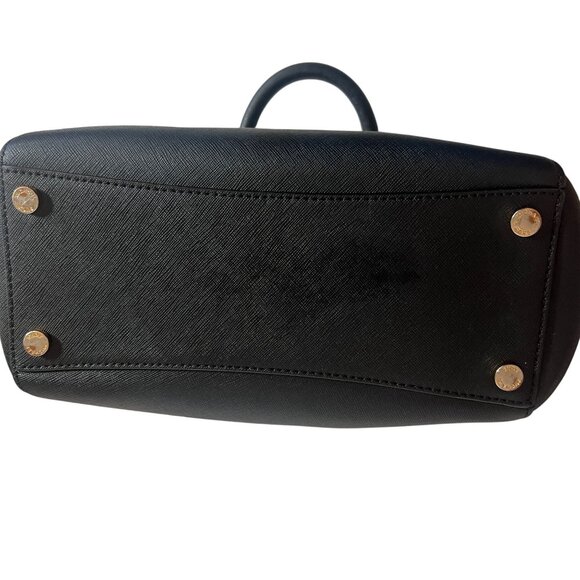 Michael Kors Ciara Medium Messenger Bag Purse Black Handbag Saffiano Leather - Picture 4 of 12